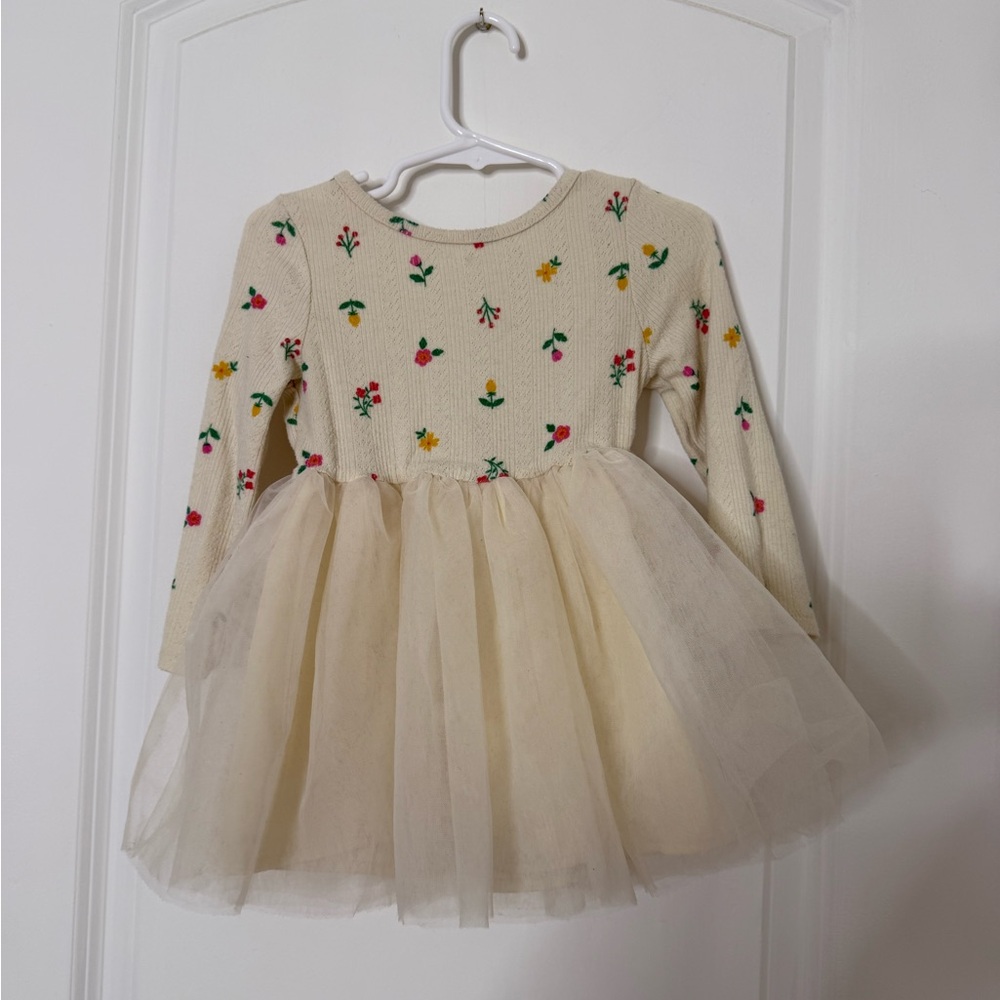 Cat & Jack cream tutu floral dress 18 months